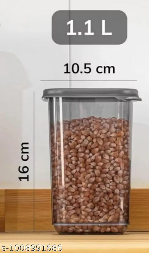 6p 1100ml Airtight Square Shape Container | Kitchen Storage Container Set | Plastic Storage Jar | Jar for Kitchen Accessory Dabba | Box for Kitchen with Lid, 1100ml (Black, Pack of 6 #NEW #LATEST #TRENDING