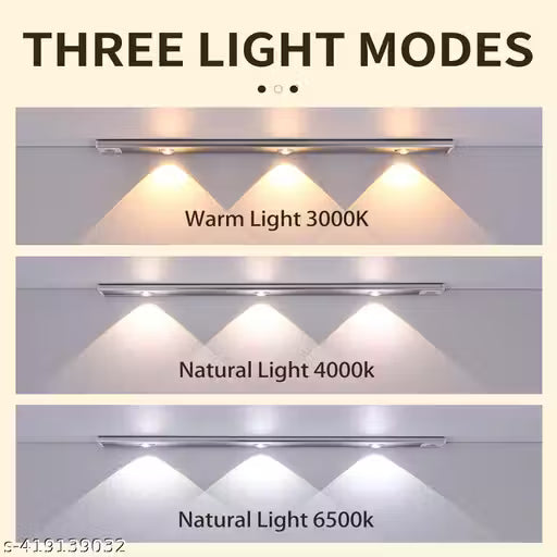 ABFASHION Under Cabinet Lights LED Motion Sensor Indoor, USB Rechargeable ,3 Light Modes Stepless Dimming Hill Light, 6500K Night Light for Closet Cabinet Kitchen Wardrobe (15.74in/40cm)