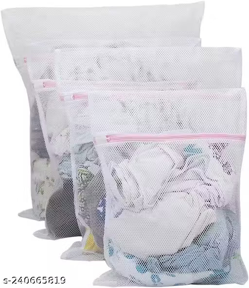 3Pcs Durable Honeycomb Mesh Laundry Bags for Delicates (Large, Medium & Small)