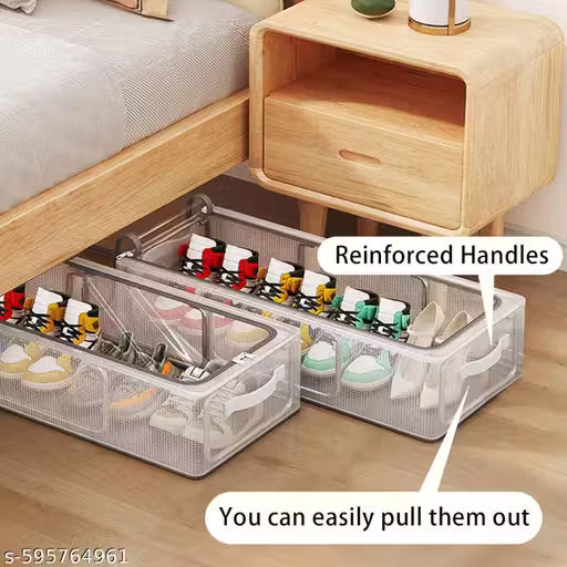 Shoe Organizer Storage Box for Closet, Under Bed Sneakers Short Boots Container Bins, Clear Foldable Plastic Shoes Storage Organization for Man Women Shoes Boots