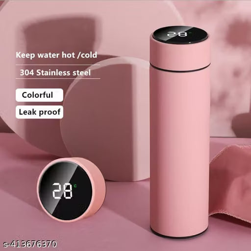 Temperature Smart Vacuum Insulated Thermos Water Bottle with LED Temperature Display 304 Stainless Steel Perfect for Hot and Cold Drinks | Gym Water Bottle| Pink-Temperature1