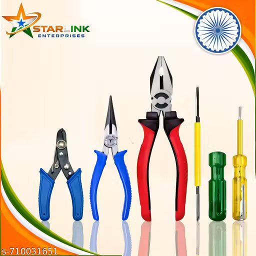 MODI 608 Combo Pack Of 5 Tools 1Pcs. Combination Plier, 1Pcs. Nose Plier, 1Pcs Wire Stripper 1Pcs. Line Tester, 1Pcs. 2in1 Screwdriver (PNSWL)