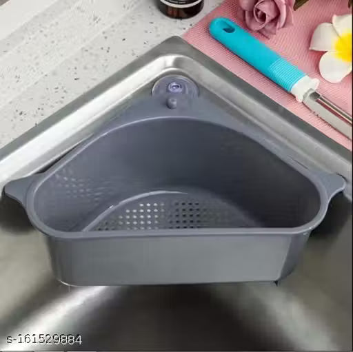 Sink Basket Strainer, Multi-Functional Kitchen Triangle Drain Sink Storage Rack, Corner Shelf Sink Sponge Holder