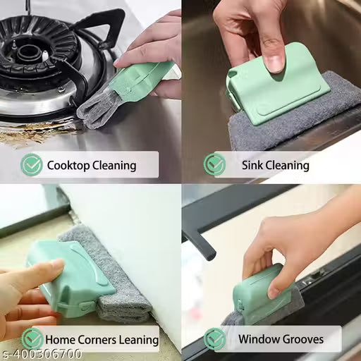 (pack of 01 & 01) Combo of Window Groove Frame Cleaning and Window Slot Keyboard Dust Cleaning Brushes with Mini Dustpan (Multicolor)