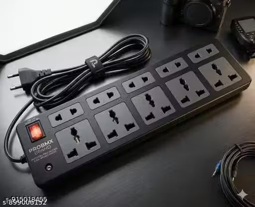 Mini PoweEr High Quality Multi Socket Extension Board/Cord With 1 Switch, Led Indicator, Safety Fuse & 5+5 =10 Socket International Sockets, Extension Board With 2 Meter Copper Wire