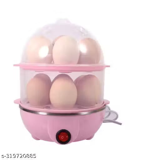 Double Layer Egg Boiler Electric Automatic Off 14 Egg Poacher for Steaming, Cooking, Boiling and Frying, (Multi Color, 350 Watts)
