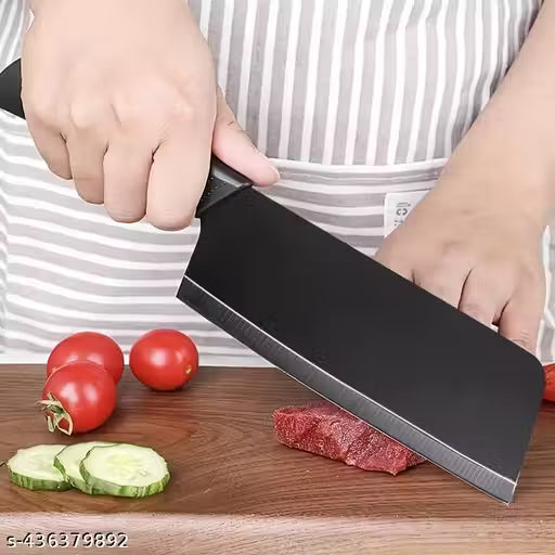 NAND IMPORTER Stainless Steel 3 Pieces Professional Kitchen Knife Set, Meat Knife, Chef's Knife with Non-Slip Handle Sharp Manual Sharpening for Home Kitchen and Restaurant (2) - Black