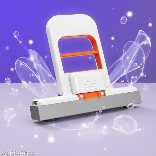 Mini Foldable Desktop Mop, Portable Cleaning Sponge, White, One-Hand Squeeze Handle, Replaceable Head, Wet/Dry Use for Bathroom Kitchen Glass