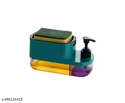 Soap Dispenser /Soap Pump Dispenser and Sponge Holder 2 IN 1 Shop Dispencer ,WOMENS FIRST CHOICE SHOP DISPENCER(PACK OF 1) GREEN