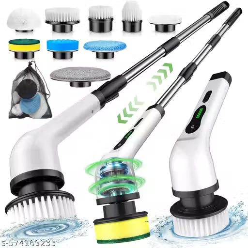 Royal Electric Spin Scrubber,Cleaning Brush Scrubber for Home, 7 Replaceable Brush Heads-90Mins Work Time,3 Adjustable Size,2 Adjustable Speeds for Bathroom Shower (‎White)