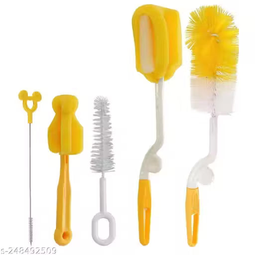 DALUCI 5 Pcs Baby Milk Bottle Nipple Straw Brush Sponge Nylon Cleaning Brush Bottle Set (Random Color, 5 Pcs)(Cleaning Brush Kit) (Kit) (baby bottle brush, brush for bottle cleaning, baby bottle brush, baby bottle)