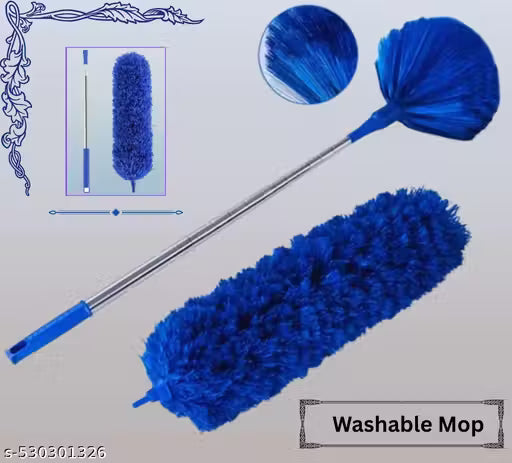 Long Handle Microfiber Feather Ceiling Duster for Dust Cleaning Extendable Pole 30-100 Inch for Cleaning High Cobweb Stick High Ceiling Fan - Navy Blue