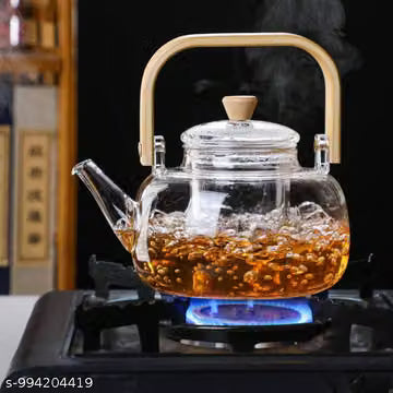 Glass Teapot with Stainless Steel Infuser &amp; Lid, Glass Tea Kettle Stovetop Safe, Blooming &amp; Loose Leaf Teapot