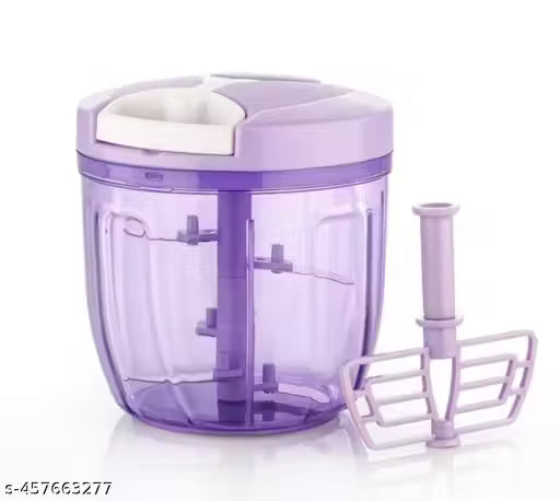 XXL 1 Liter Big Size Kitchen Dori Handy Vegetable and Fruit Manual Chopper: Effortlessly Chop Onions, Fruits, and More - 5 Stainless Steel Blades for Quick and Easy Cutting (Purple, 1000ml)