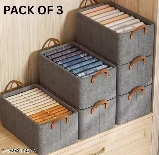 (Set of 3) Multifunctional Closet Organizer – Space-Saving Storage for Clothes, Blankets, and Accessories